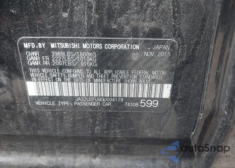 2016 Mitsubishi Lancer Es z USA, uszkodzony, nr VIN JA32U2FU9GU004178